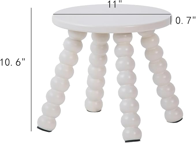 Solid Wooden Step Stool for Adults, 10 inch Stool for Kids Perfect Matched Sensory Table, Sturdy and Versatile Short Foot Stool for Bathroom, Kitchen, Bedroom, Plant Stand Natural (1, White)