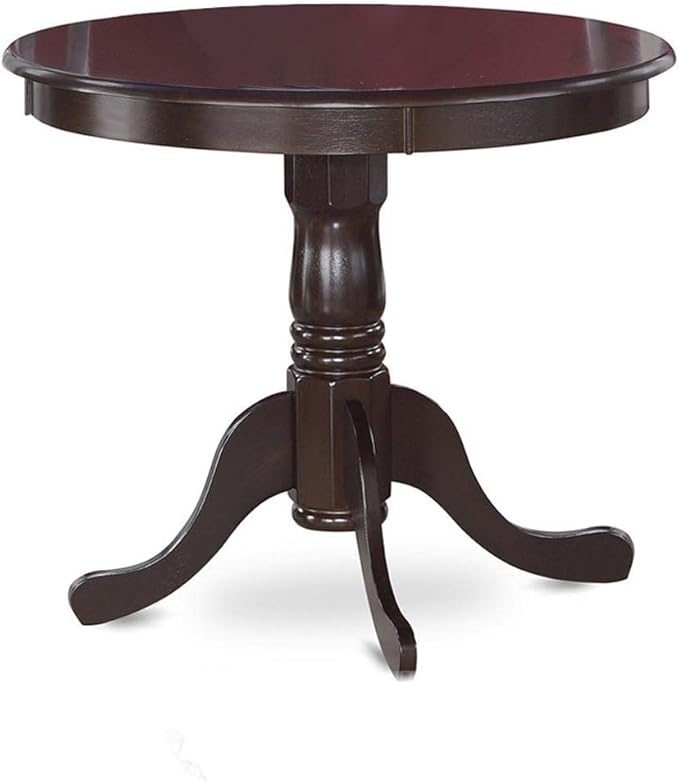 East West Furniture ANCA3-CAP-W 3 Piece Dining Table Set for Small Spaces Contains a Round Kitchen Table with Pedestal and 2 Dining Room Chairs, 36x36 Inch, Cappuccino