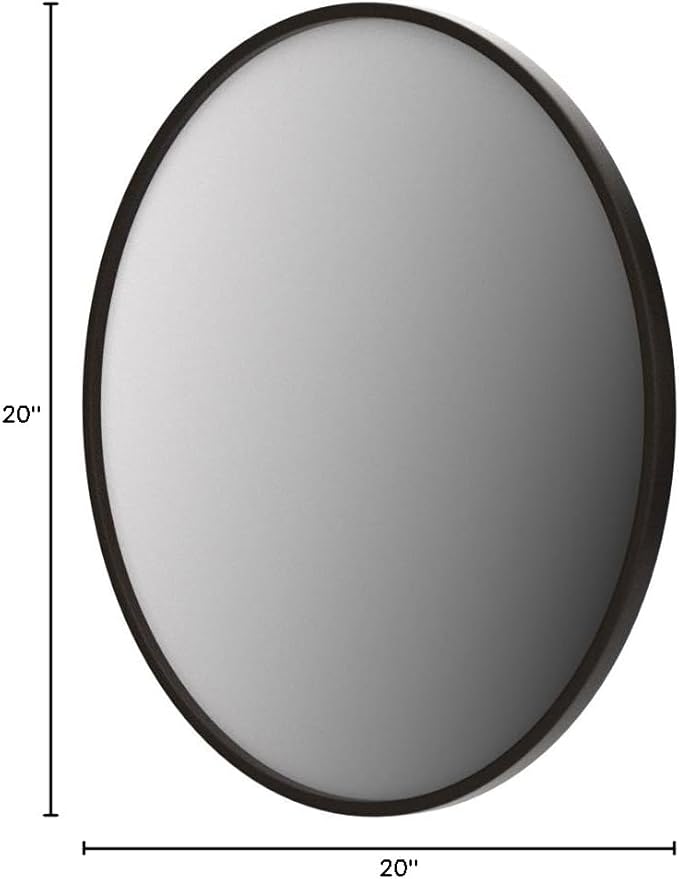 Growsun 20'' Black Round Mirror, Circle Wall Mirror for Bathroom Vanity, Entryway Living Room with Metal Frame for Home Decor