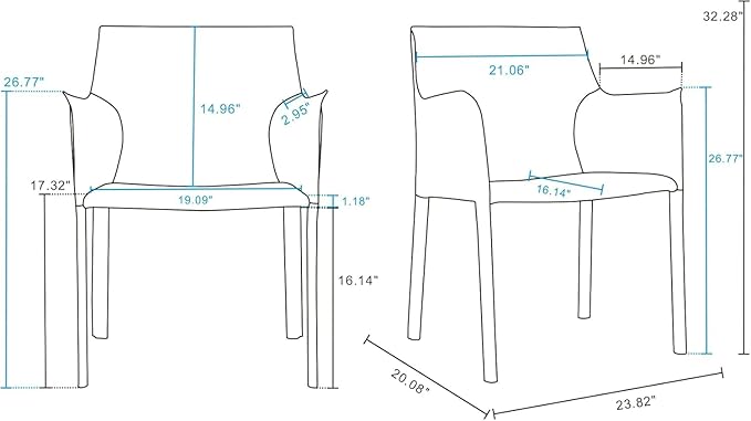 Manhattan Comfort Paris 8-Piece Leather Dining Chair and Armchair Set, Upholstered in Luxurious Saddle Material, Metal Frame, Ideal for Industrial and Coastal Homes, No Assembly, Grey