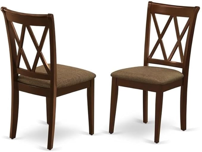 East West Furniture DOCL9-MAH-C 9 Piece Kitchen Table & Chairs Set Includes a Rectangle Dining Table with Butterfly Leaf and 8 Linen Fabric Dining Room Chairs, 42x78 Inch, Mahogany