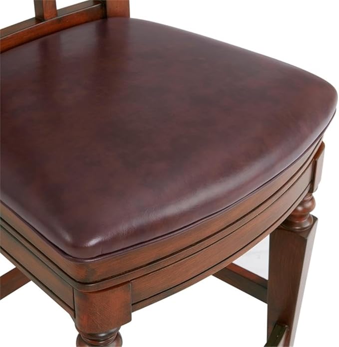 Napa Counter Height Stool with Back, Mahogany - Elegant Trellis Back Design, Faux Leather Upholstery, Foam-Filled Seat, Steel Memory Return Swivel, Seat Height 26 in, Footrest at 6 3/4 in.