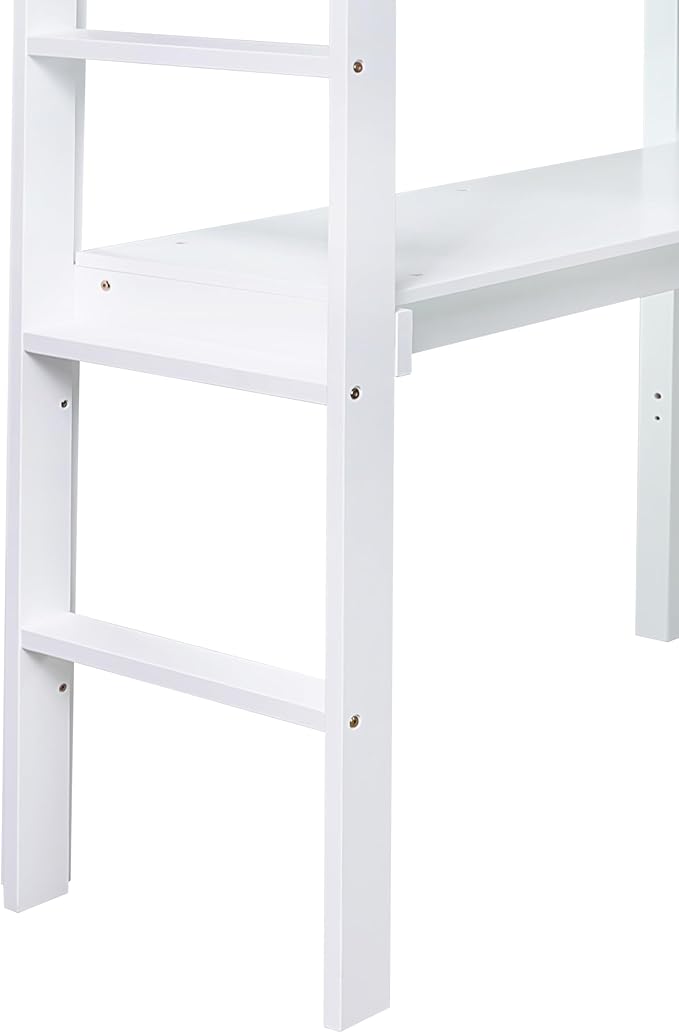 HomSof Twin Loft Bed with Built-in Desk,White