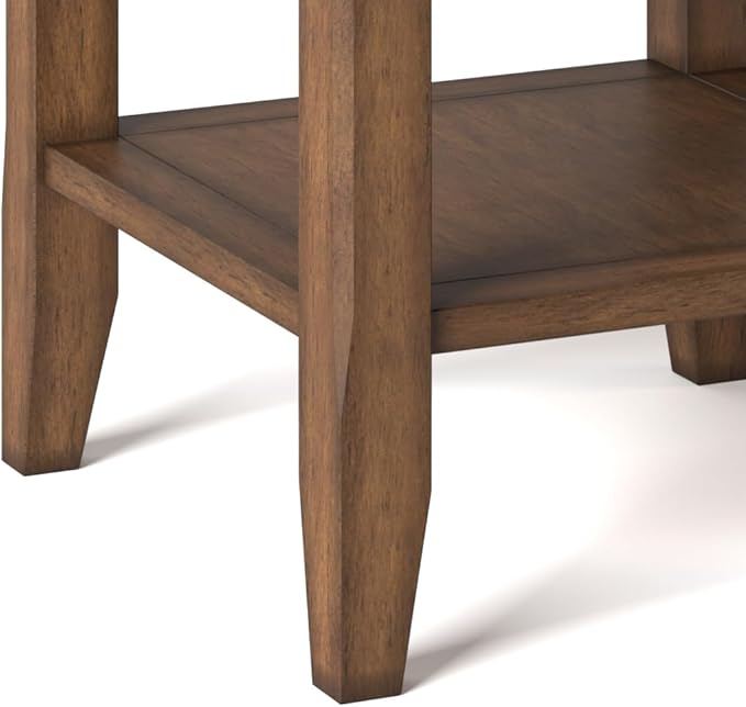 SIMPLIHOME Acadian SOLID WOOD 19 Inch Wide Square Transitional End Table in Rustic Natural Aged Brown, For the Living Room and Bedroom