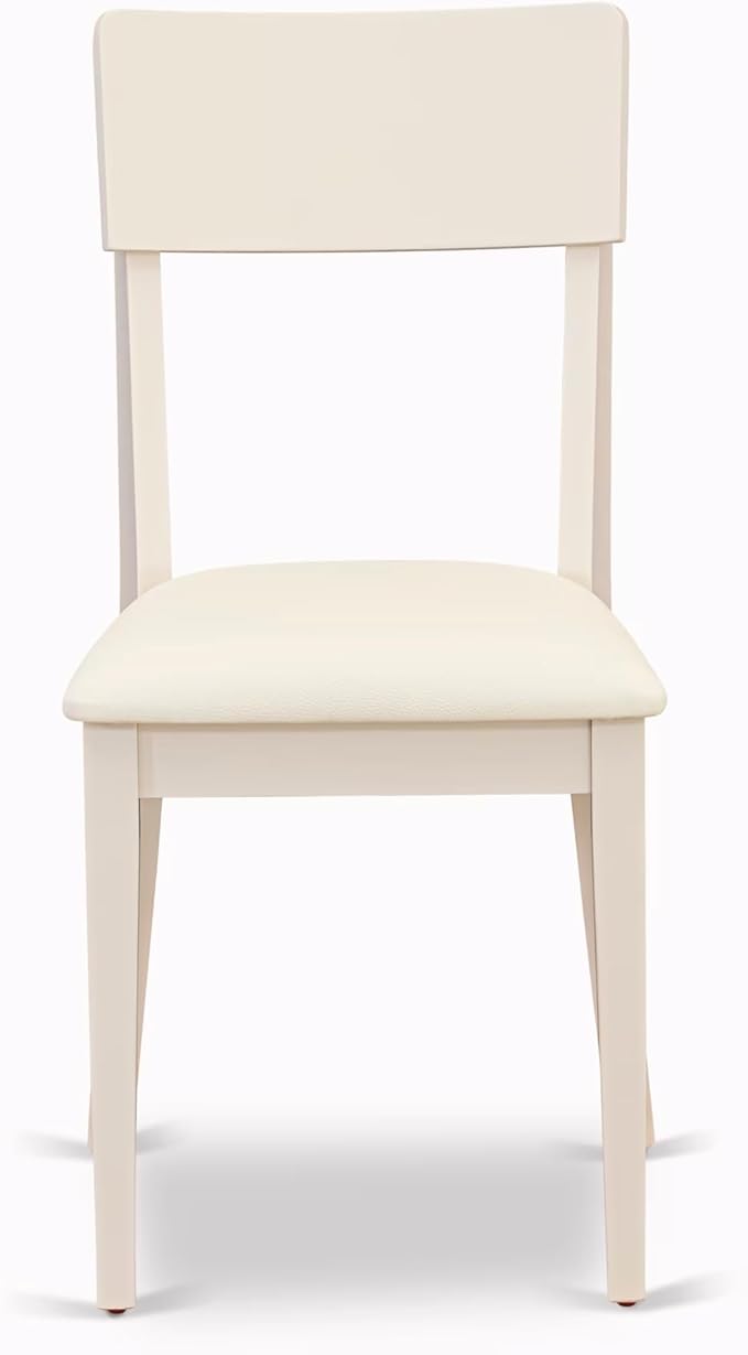 East West Furniture CAAD7-LWH-LC 7 Piece Dining Table Set Consist of a Rectangle Wooden Table and 6 Faux Leather Dining Room Chairs, 36x60 Inch, Linen White