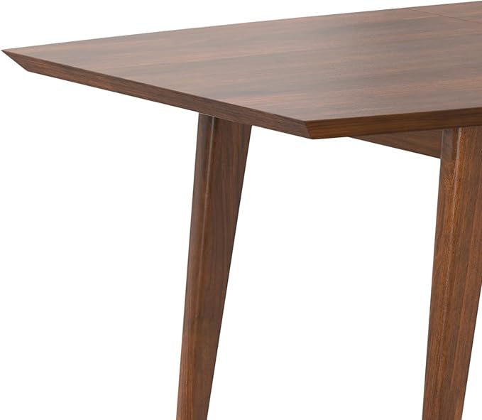 SIMPLIHOME Draper Extendable Dining Table, Solid Wood Walnut Veneer in Walnut, 66-84 x 40 inches, Mid-Century Modern-Style Rectangular Expandable Kitchen Table with Butterfly Leaf for 6+ People