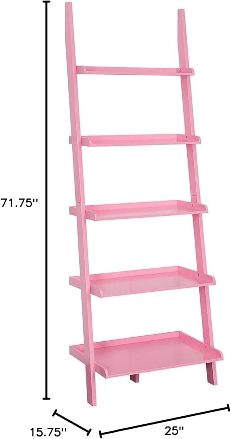 Convenience Concepts American Heritage Bookshelf Ladder, Light Pink