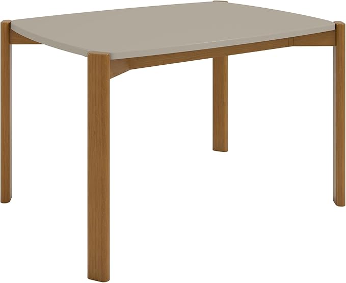 Manhattan Comfort Gales 47-Inch Mid Century Modern Dining Table for 2-4 Person, Unique Minimalist Home Furniture with Solid Eucalyptus Wood Legs, Off White