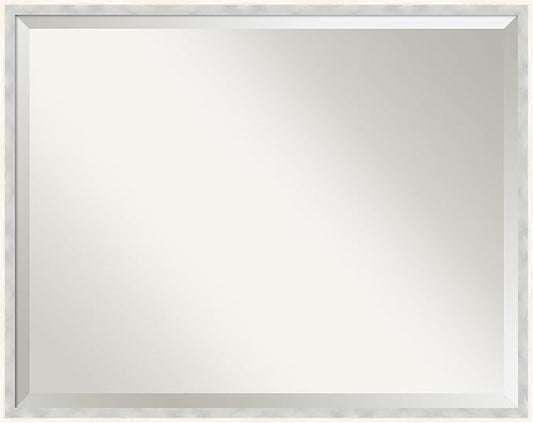 Amanti Art White Bathroom Mirror for Over Sink, 23x29 Paige White Silver Rectangle Vanity Mirror, Large Modern Contemporary Wood Frame, Hangs Horizonally and Vertically, Bathroom Wall Decor, Beveled