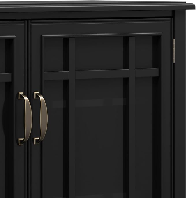 SIMPLIHOME Connaught SOLID WOOD 46 inch Wide Traditional Tall Storage Cabinet in Black for the Living Room, Entryway and Family Room