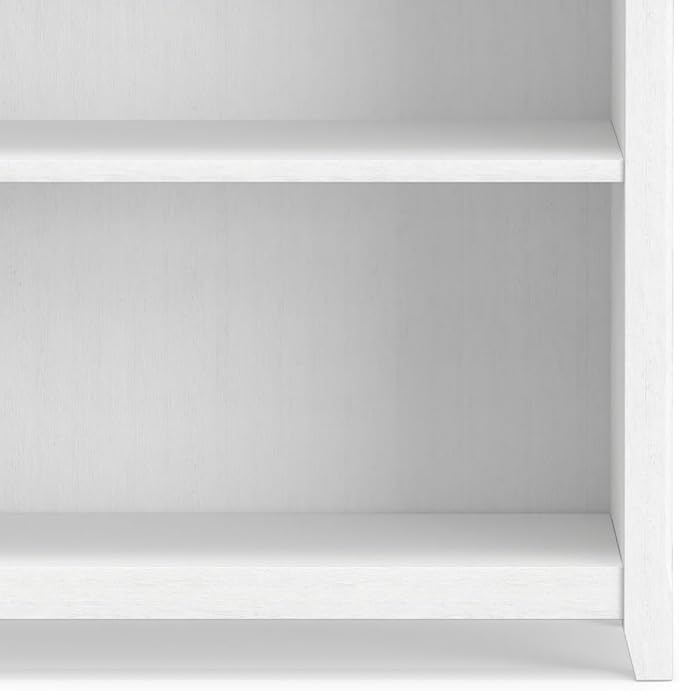 SIMPLIHOME Amherst Bookcase - 70 inch Tall 5-Shelf Solid Wood Bookshelf in White, Transitional Storage for Living Room, Study Room or Office with Adjustable Shelves and Tapered Legs