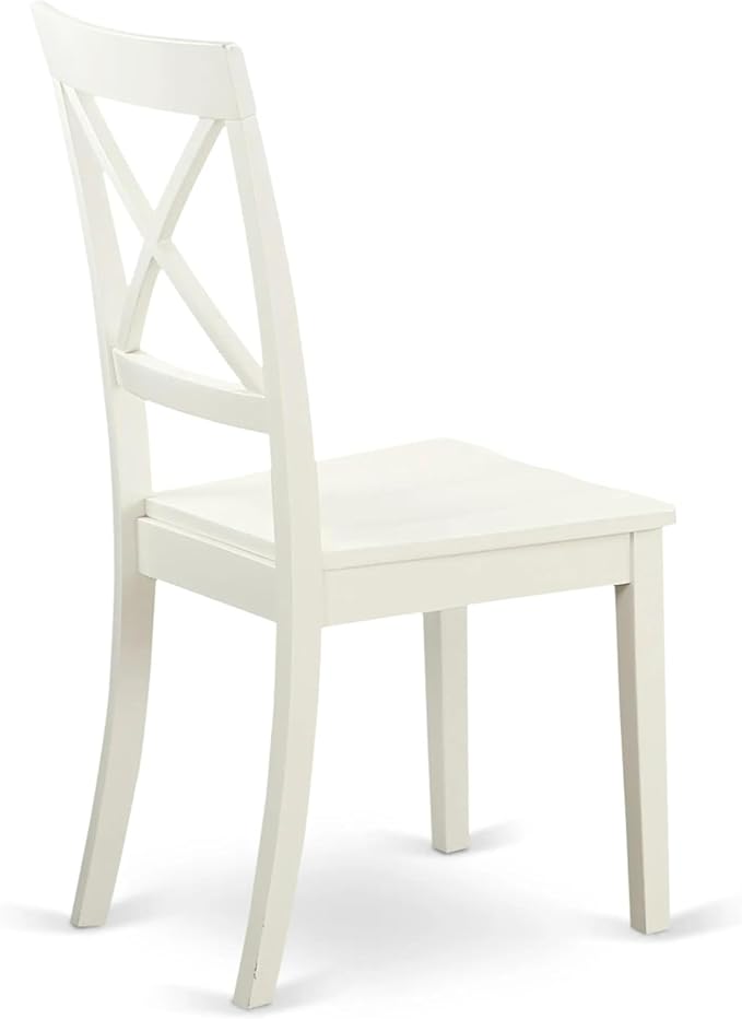 East West Furniture VABO5-LWH-W 5 Piece Kitchen Table Set for 4 Includes an Oval Dining Room Table with Butterfly Leaf and 4 Solid Wood Seat Chairs, 40x76 Inch, Linen White