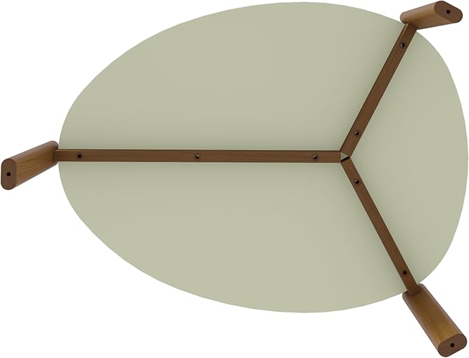 Manhattan Comfort Gales Mid Century Modern Coffee Table with Oval Triangle Shaped Top, Accent Furniture for Living Room Made from Solid Eucalyptus Wood, Pistachio Green