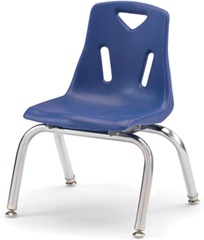 Berries 8140JC1003 Stacking Chair with Chrome-Plated Legs, 10" Height, Blue