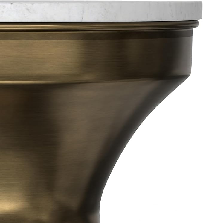 SIMPLIHOME Raquel Modern Contemporary 14 inch Wide Metal Side Table in White / Antique Brass, Fully Assembled for the Living Room and Bedroom