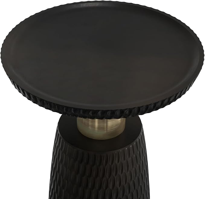 SIMPLIHOME Breanna 16-inch Wide Solid Mango Contemporary-Style End Table in Black/Gold, Sculptural Accent Table for Living Room, Office, or Bedroom