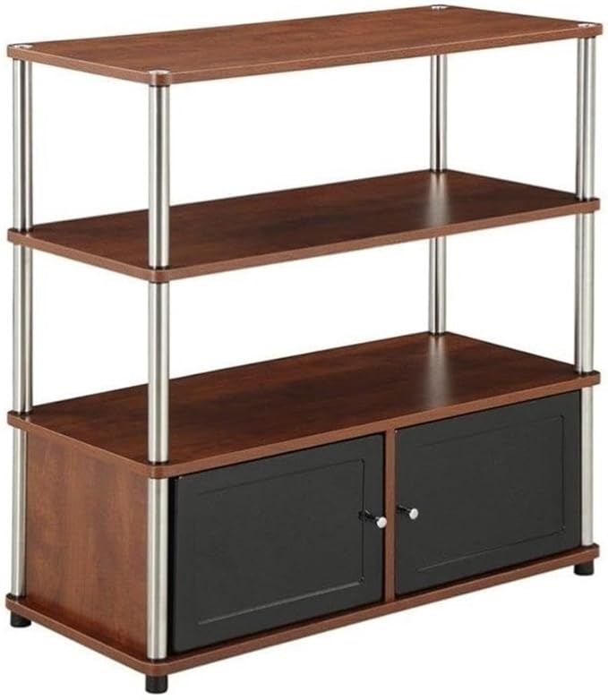 Convenience Concepts Designs2Go Highboy TV Stand with Storage Cabinets and Shelves for TVs up to 40 Inches, Cherry