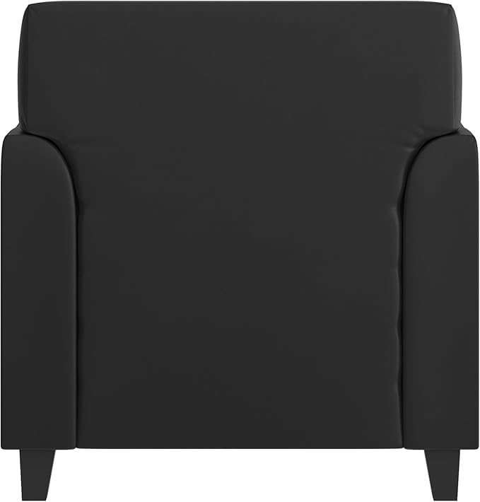 Flash Furniture Hercules Diplomat Series LeatherSoft Upholstered Side Reception Chair, Lobby Chair with Cushions and Flared Arms, Black