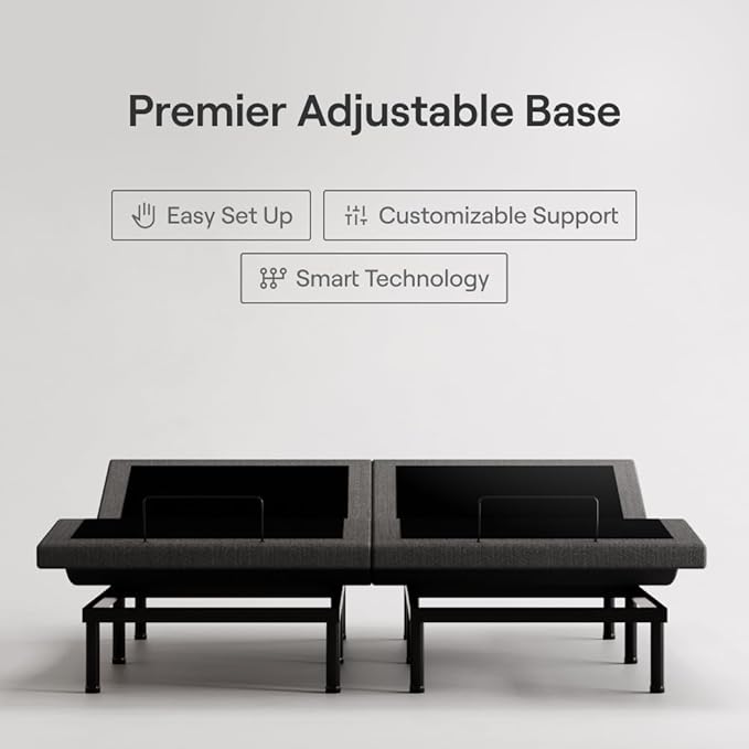 Nectar Premier Split King Adjustable Base & 13” Mattress (New Version) - Head & Foot Incline - Medium Firm Memory Foam - Cooling Upgrade - 3 Massage Settings - 365-Night Trial & Forever Warranty