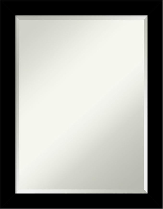 Amanti Art Black Bathroom Mirror for Over Sink, 28x22 Brushed Black Rectangle Vanity Mirror, Medium Modern Contemporary Frame, Hangs Horizonally and Vertically, Bathroom Wall Decor, Beveled Edge
