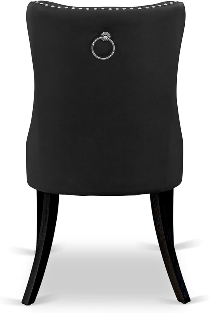 East West Furniture LGDA9-BLK-12 9 Piece Dining Table Set Consists of a Rectangle Kitchen Table with Butterfly Leaf and 8 Polyester Fabric Parson Chairs, 42x84 Inch, Black