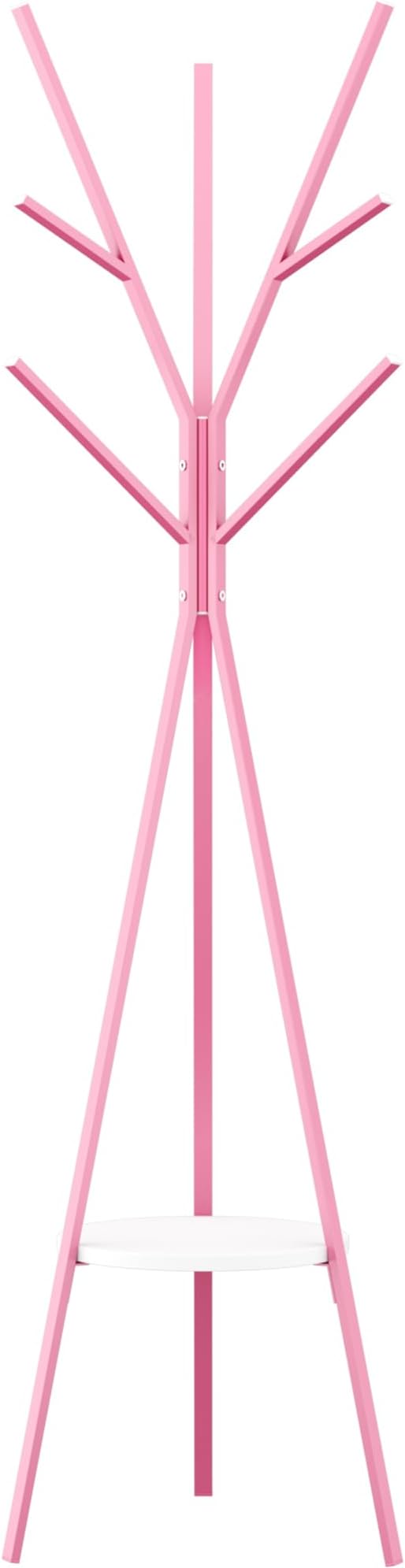 Coat Rack Hat Stand Free Standing Display Hall Tree Metal Hat Hanger Garment Storage Holder with 9 Hooks for Clothes Hats and Scarves (Pink)
