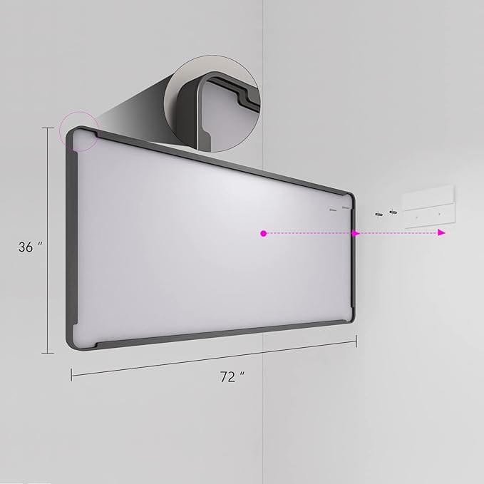 72x36 Black Bathroom Mirror for Wall, Matte Black Framed Bathroom Vanity Mirror, Large Rectangle Mirror, Rounded Corners, Anti-Rust, Shatterproof (Horizontal/Vertical)