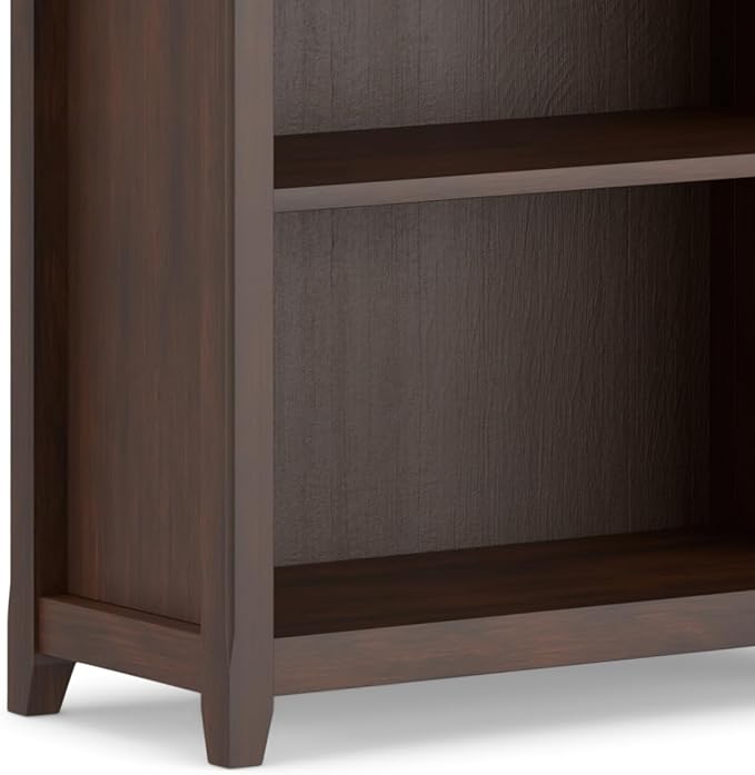 SIMPLIHOME Amherst Bookcase - 70 inch Tall 5-Shelf Solid Wood Bookshelf in Russet Brown, Transitional Storage for Living Room, Study Room or Office with Adjustable Shelves and Tapered Legs
