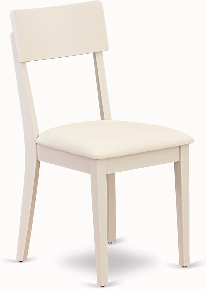 East West Furniture DMAD3-LWH-LC 3 Piece Dinette Set for Small Spaces Contains a Round Dining Table with Dropleaf and 2 Faux Leather Dining Room Chairs, 42x42 Inch, Linen White