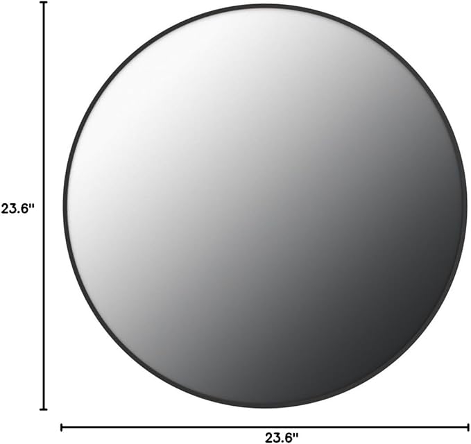 Round Mirror 23.6" Black Wall Mounted Circle Mirrors Vanity Mirror with Aluminum Alloy Frame Modern Decoration for Bathroom, Living Room, Vanity, Bedroom, Entryway