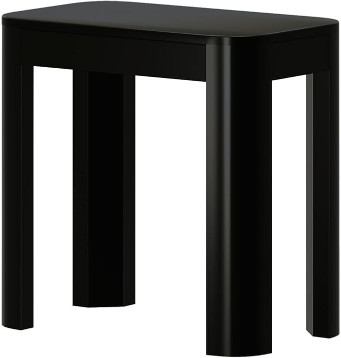 Plank+Beam Modern Rounded Rectangular Side Table, Solid Wood End Table for Living Room, 25in, Black