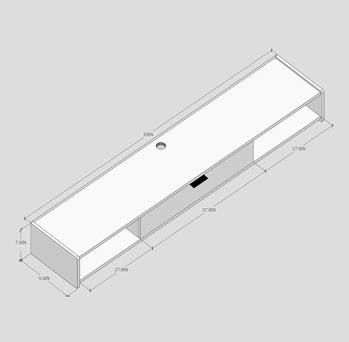94'' Floating TV Stand,Wall Mounted TV Console,Floating TV Cabinet,Under TV Shelf for Bedroom Living Room(White)