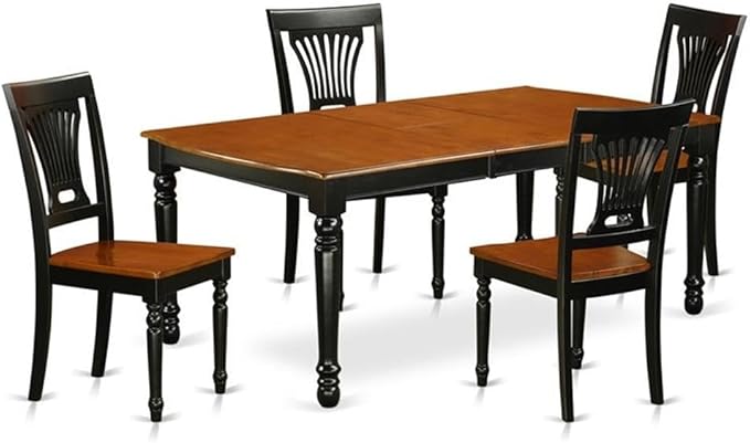 East West Furniture DOPL5-BCH-W 5 Piece Modern Dining Table Set Includes a Rectangle Wooden Table with Butterfly Leaf and 4 Dining Room Chairs, 42x78 Inch, Black & Cherry