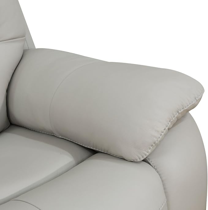 Electric Power Reclining Sofa Set, Genuine Breathing Leather Recliner Couch Set, Comfy Wide Lazy 3 Pieces Top Grain Leather Sofa with Built in USB Port for Living Room (Grey, 3-Piece)