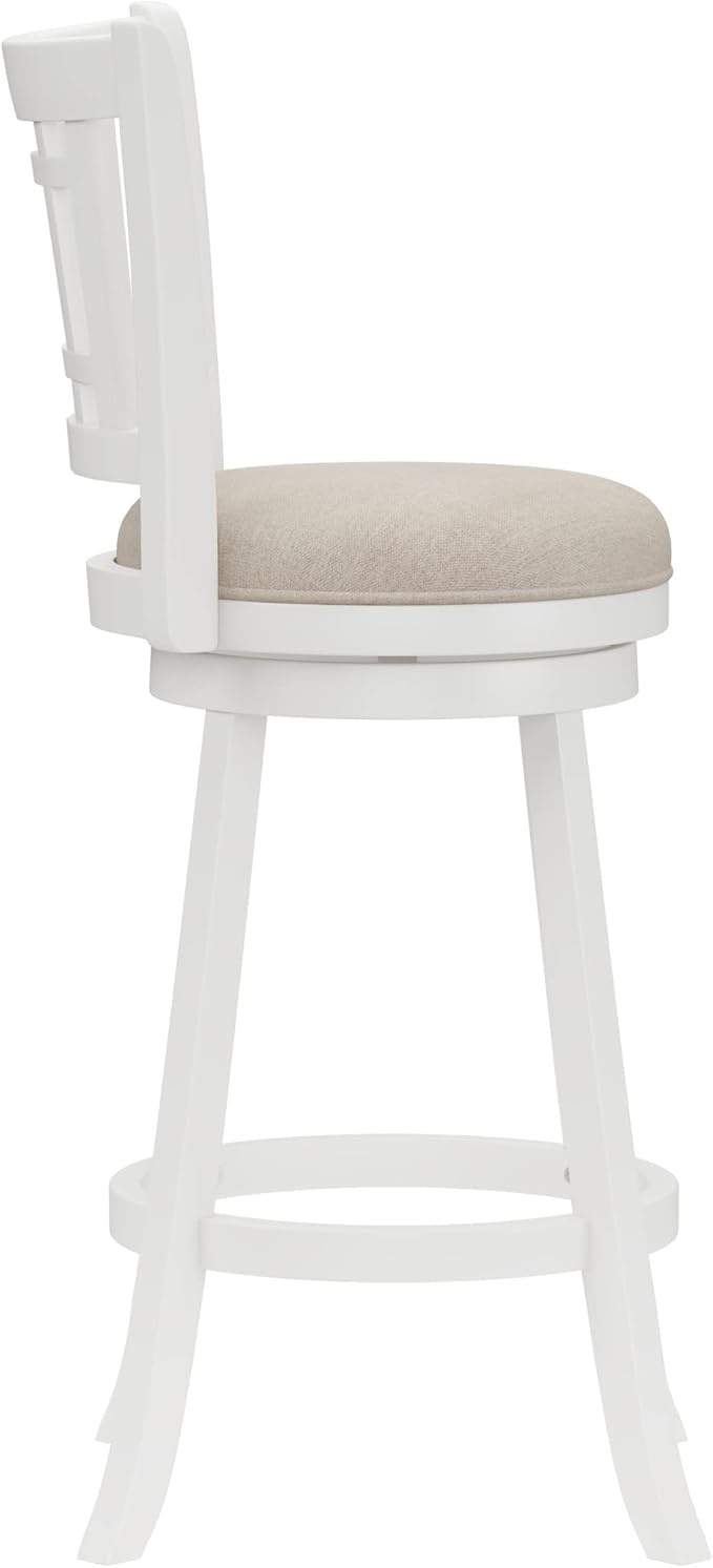 Hillsdale Fairfox Swivel Stool with Rectangular Lattice Back, Bar Height, White