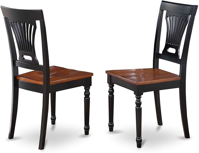 East West Furniture ESVA3-BCH-W 3 Piece Dining Table Set for Small Spaces Contains a Round Dining Room Table with Pedestal and 2 Wood Seat Chairs, 30x30 Inch, Black & Cherry