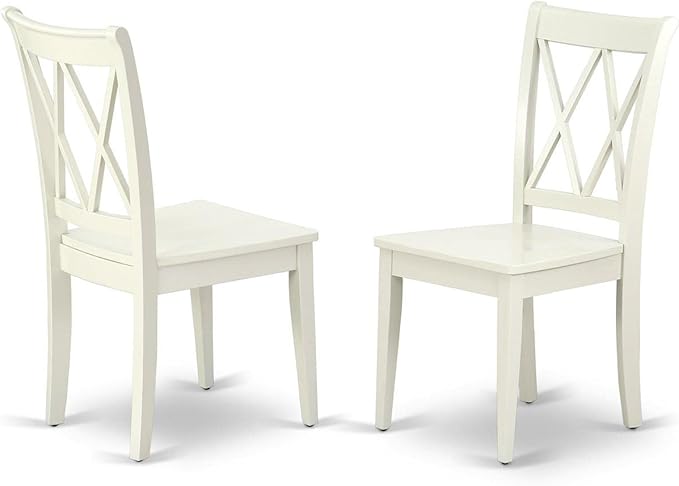 East West Furniture DLCL5-LWH-W 5 Piece Dining Set Includes a Round Dining Room Table with Dropleaf and 4 Wood Seat Chairs, 42x42 Inch, Linen White