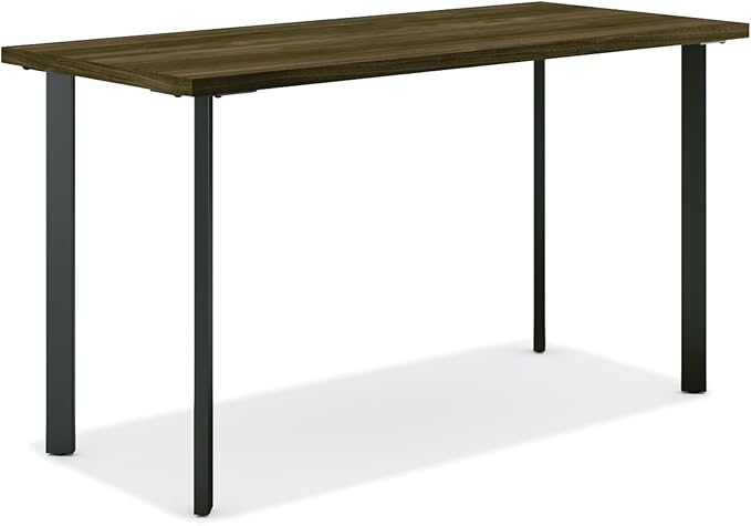 HON Coze Home Office Desks, Sturdy Table Computer Desk, 54", Walnut Top, Black Base