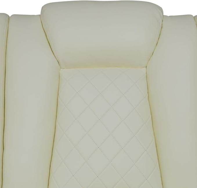 Electric Power Recliner Chair Living Room Furniture, Comfy Wide Lazy Home Theater Breathing Leather Seating with USB 2.0 Charging Ports, LED Light Strips (White)