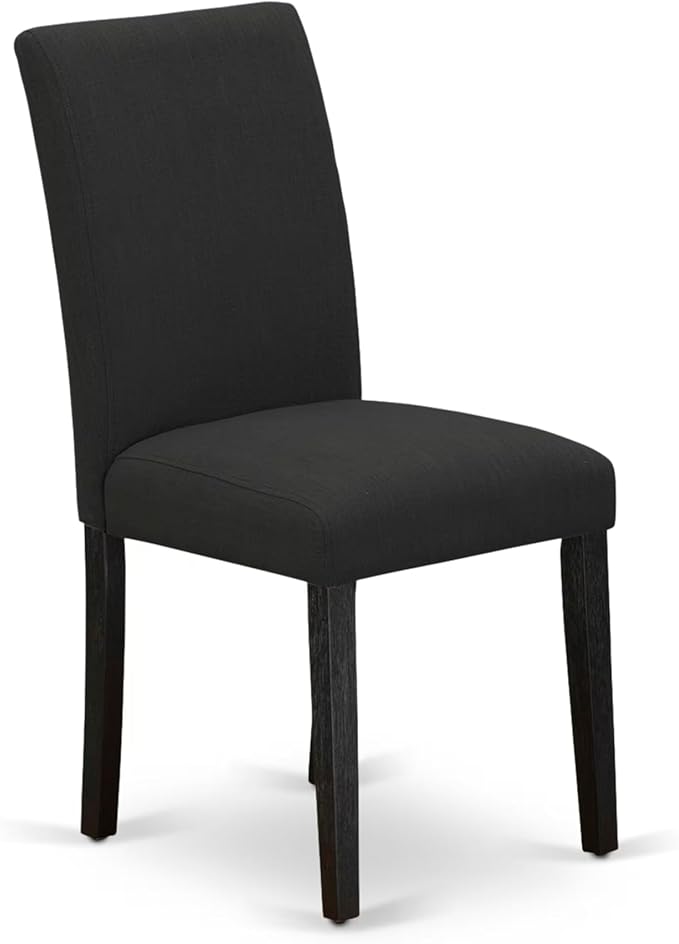 East West Furniture V677AB624-5 5 Piece Dinette Set Includes a Rectangle Dining Room Table with V-Legs and 4 Black Color Linen Fabric Parsons Dining Chairs, 40x72 Inch, Multi-Color