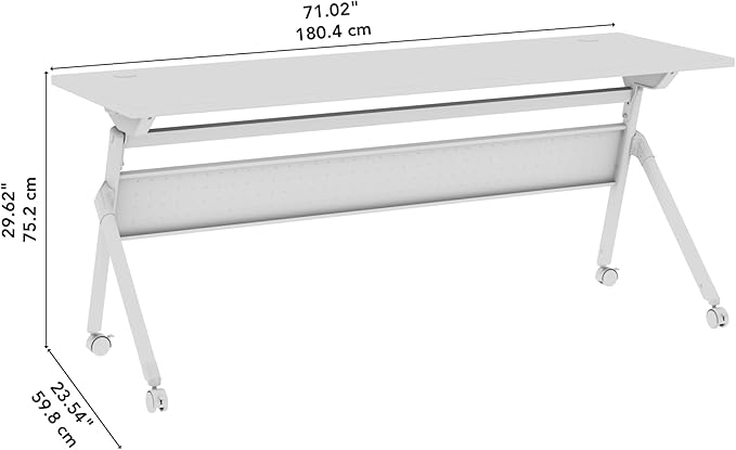 Bush Business Furniture Folding Training Table, 72 inch Desk, Commercial-Grade Bundle for Office or Classroom, Envision Collection, White