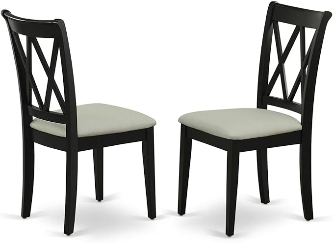 East West Furniture SHCL5-BLK-C 5 Piece Dinette Set for 4 Includes a Round Kitchen Table with Pedestal and 4 Linen Fabric Kitchen Dining Chairs, 42x42 Inch, Black