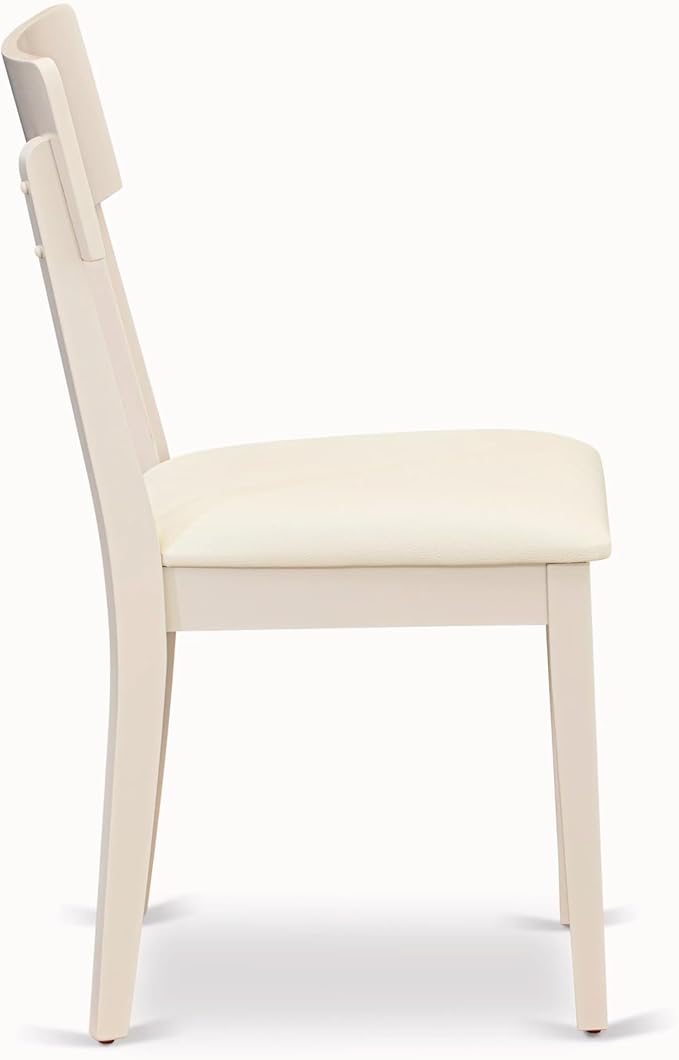 East West Furniture DMAD3-LWH-LC 3 Piece Dinette Set for Small Spaces Contains a Round Dining Table with Dropleaf and 2 Faux Leather Dining Room Chairs, 42x42 Inch, Linen White