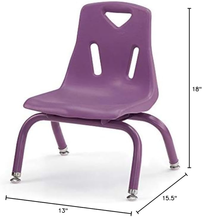 Berries Jonti-Craft 8118JC6004 Stacking Chairs with Powder-Coated Legs, 8" Height, Purple, Pack of 6