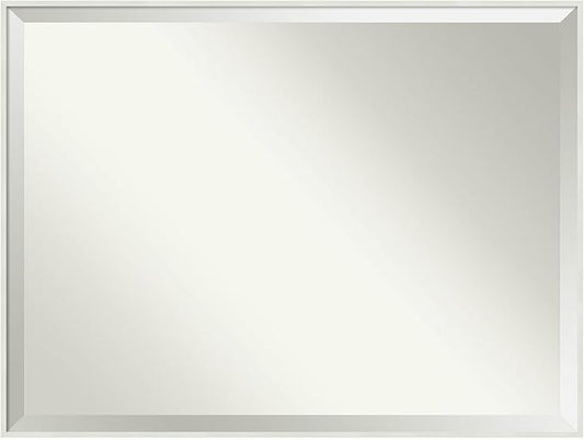 Amanti Art White Bathroom Mirror for Over Sink, 31x41 Lucie White Rectangle Vanity Mirror, X-Large Modern Wood Frame, Hangs Horizonally and Vertically, Bathroom Wall Decor, Beveled Edge from WI, USA