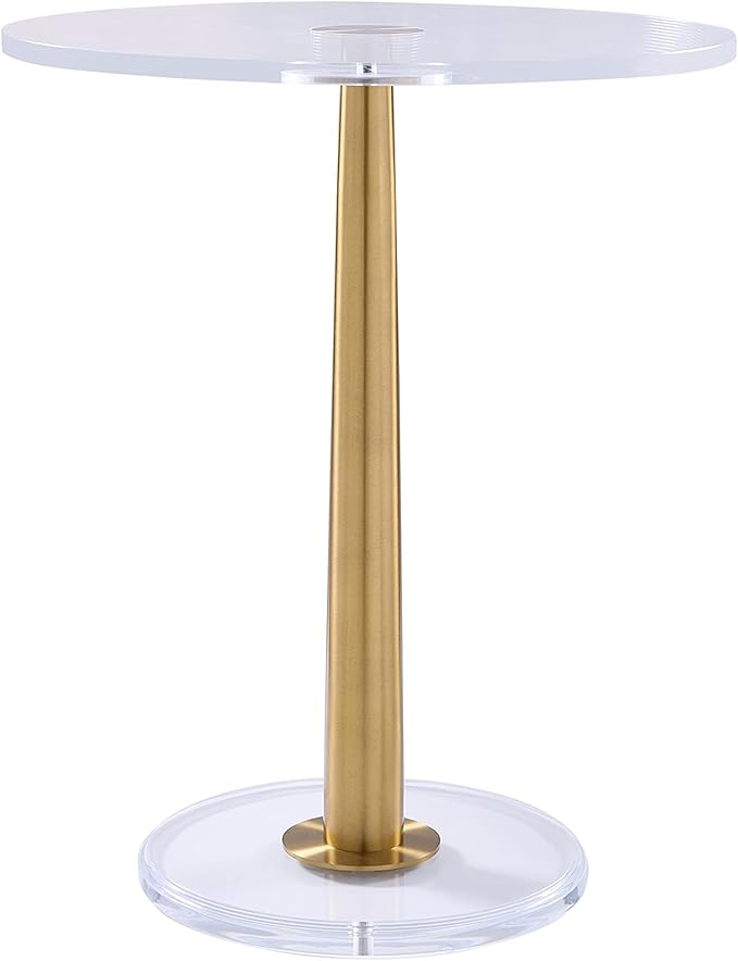 Clear Acrylic Table with Cone Metal Pole (Large, Brushed Gold) …