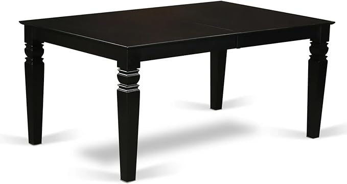 East West Furniture LGDA7-BLK-24 7 Piece Dining Table Set Consists of a Rectangle Kitchen Table with Butterfly Leaf and 6 Polyester Fabric Padded Chairs, 42x84 Inch, Black
