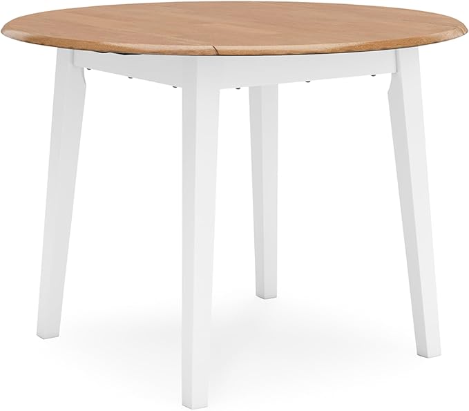Signature Design by Ashley Gesthaven Farmhouse Dining Drop Leaf Table with 4 Legs, Light Brown & White