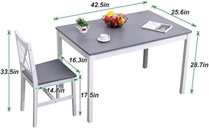 SogesHome 42.52'' Dining Table Set with 4 Chairs, 5-Piece Modern Chic Design, Premium Construction, Versatile Functionality, Easy Assembly, Gray and White Finish, Grey