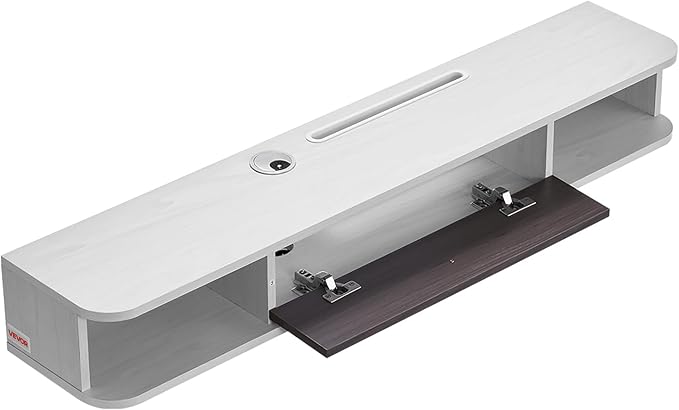 VEVOR Floating TV Stand, 47'' Wall Mounted TV Console Modern Floating Entertainment Center Under TV Shelf with Storage Cabinet, for Bedroom & Living Room, White